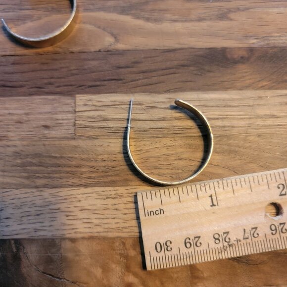 Gold 1" Hoop Earrings with .25" Band Width - Picture 12 of 13